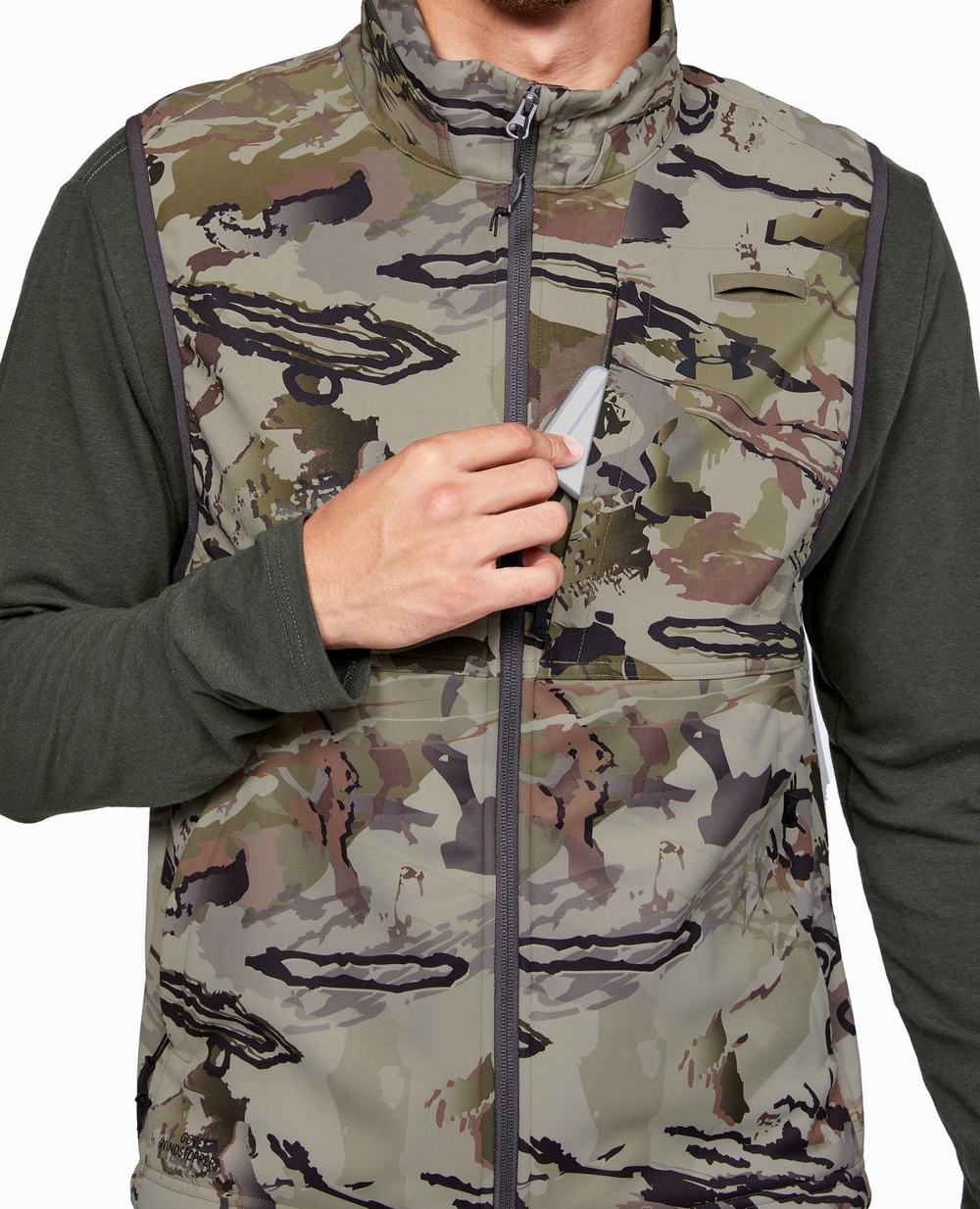 Odzież Wierzchnia Vans UA Vanish Piped Męskie Beżowe Camo Czarne | ONHV17294